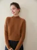 Estilo Novo Outono e Inverno Suéter de Cashmere Floral com Gola Alta Meia para Mulheres Solto e Versátil Simples Espessado Tricotado Suéter Base