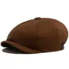 Boina Simple Lisa de Primavera y Otoño Gorra de Boina Suave Fina Unisex Gorra de Boina Retro Gorra Octogonal Moderna