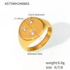 Anillo Samsung de acero inoxidable chapado en oro real de 18 quilates, sencillo y combinable con microdiamantes.