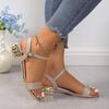 Sandalias de Verano 2025 con Hebilla y Tacón Grueso, Europeas y Americanas, Talla Grande Transfronteriza, Sandalias de Moda con Lentejuelas, Talla 44, Zapatos de Mujer para Exportación