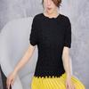 Estilo Japonês e Coreano Elegante Deusa Plissada Manga Curta Feminina Estilo Urbano Slim Fit Emagrecedor Manga Dolman Top Tridimensional