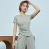 Top de Yoga para Mujer Verano Pequeño Cuello en V Secado Rápido Camiseta Ropa Ajustada Deporte Fitness Japonés Manga Corta Entrenamiento Ropa de Yoga