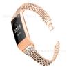 Compatible con el reloj inteligente Fitbit Charge 3, reloj con mariposa y cinco cuentas de diamantes, con diseño de mariposa y diamantes.