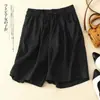 Shorts Casuales de Algodón y Lino de Color Sólido con Adorno de Encaje, Pantalones de Pierna Ancha para Mujer, Nuevo Estilo de Verano 2026, Shorts Finos de Talla Grande para Mujer
