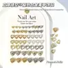 Joias para Nail Art em Liga de Zinco Vazadas Diamante Estéreo Pérola Coração Formato de Coração de Pêssego Acessórios Decoração de Unhas Dourada e Prateada de Alta Qualidade