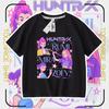 Nova Camiseta Casual de Manga Curta com Estampa Periférica do Grupo Kpop Caçadores de Demônios Caçador de Demônios com Ombro Caído para Meninos e Meninas