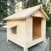 Caseta para Perros de Exterior, Impermeable, Anticorrosión y a Prueba de Viento, Casa para Perros de Madera Maciza, Casa para Mascotas de Interior y Exterior, Jaula de Madera, Cálida para Gatos, Antihielo