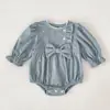 Vestido para niña, estilo coreano, primavera y otoño, mameluco para bebé, enterizo con lazo, vestido de manga larga para niño, conjunto para hermanas
