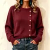 Otoño/Invierno 2026 Nuevo Transfronterizo Europeo y Americano Amazon Prendas de Punto Holgadas Cómodas Botones Color Sólido Versátil Manga Larga Ropa de Mujer
