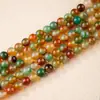 Ágata de Pavo Real Natural con Cuentas Agujero Recto Largo Cuentas Redondas Accesorios para Pulseras DIY Al por Mayor en Stock Cuentas de Ágata de Pavo Real