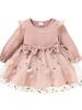 Roupas Infantis Europeias e Americanas Novas para Primavera e Outono Malha Bebê Meninas Estilo 2026 Vestido de Manga Longa Vestido Moderno Infantil