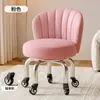 Taburete con Ruedas Giratorias para Uso Doméstico, Taburete Bajo Silencioso con Respaldo, Taburete Pequeño para Niños Aprendiendo a Caminar, Taburete Redondo para Costura, Taburete para Cambiarse los Zapatos