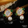 Pendientes de Moneda con Retrato Estilo Palacio con Perlas y Diseños Florales, Nuevos Pendientes Retro de Gama Alta Vintage 2026