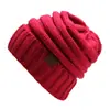 Chapéu de Inverno Quente de Venda Europeu e Americano Outono e Inverno Ebay Aliexpress Etiqueta Cor Pura Chapéu de Inverno Feminino Lã Dobrável Tricô