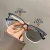 Armazones de Lentes de Prescripción Fotocromáticos Grises Anti-Luz Azul para Mujer, Armazón Cuadrado de Influencer de Tiktok, Armazón de Lentes Liso, Lentes Terminados para Transmisión en Vivo al por Mayor