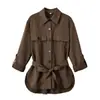Comercio Exterior Transfronterizo Ropa Femenina 2026 Nueva Moda Otoñal Versátil Ajustable Camisa Top 8811512