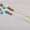 Europa y Estados Unidos transfronterizo 12MM moda cuadrado zafiro acero inoxidable pulsera ojo de tigre perla pulsera de cuentas regalo mujeres
