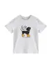 Camiseta Blanca de Manga Corta con Cuello Redondo para Mujer, Nuevo Estilo de Verano, Estampado de Cachorro de Dibujos Animados Americanos, Top Versátil de Algodón Puro para Mujer