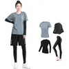 Ropa de Fitness para Mujer, Secado Rápido, Talla Grande, Ropa Deportiva de Ciclismo de Manga Corta de Seda Helada, Traje de Running, Ropa de Pantalones de Yoga para Correr en la Mañana de Verano