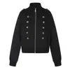 Sudadera con Capucha Cardigan de Cuello Alto Estilo Retro de Corte para Hombres y Mujeres Chaqueta Corta de Hombro Regular de Doble Botonadura de Alta Gama de Moda