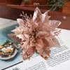 Decorações de Natal, Flores Artificiais, Tecido de Cebola, Tecido Flocado, Flores de Natal em Pó, Decorações para Árvore de Natal, Acessórios para Guirlanda de Natal