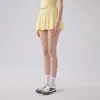Saia de Tênis Feminina Cor Nude, Cintura Alta, Anti-Exposição, Respirável, com Bolsos, Saia Esportiva Rodada para Corrida