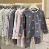 Conjunto de ropa interior térmica de otoño e invierno para niños, algodón puro, para niños y niñas, incluye camisetas de manga larga y pantalones largos, adecuado para usar en casa y como pijama