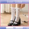 Calcetines de Encaje con Lazo para Mujer, Calcetines Blancos de Encaje con Volantes a Media Pantorrilla, Calcetines Zhuji para Mujer, Estilo Delgado de Verano, Liquidación en Stock