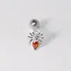 Piercing de Lengua Araña de Cuatro Colores Acero Inoxidable Cobre Incrustado Circonita Joyería para la Lengua Espiral Externa Anillo de Lengua Estilo Nuevo Joyería para Piercings Corporales Venta al por Mayor