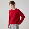 Nuevo suéter de punto casual para mujer de otoño e invierno, 100% cachemir puro, de manga larga, cuello redondo, versátil, estilo minimalista