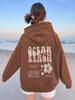 Talla Europea Transfronteriza Talla Europea Ropa de Otoño e Invierno para Mujer Sudadera de Manga Larga con Capucha Estampado Playa Oceánica
