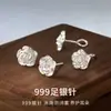 Pendientes de Plata Pura S999 para Mujer, Pendientes de Flor de Camelia, Pendientes de Plata Florales, Nuevo Modelo 2026, Pendientes de Alta Gama