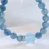 [Corazón Tan Quieto Como el Agua] Pulsera Natural de Cianita con Acabado de Alta Gama, Regalo para Novia o Mejor Amiga, Pulsera de Cristal de Aguamarina