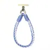 Lanyard Corto para Teléfono, Anticaída, Correa de Muñeca Antideslizante, Cadena Cruzada Tejida para Teléfono Color Bloque Estilo Chanel para Mujer