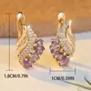 Pendientes de Moda de Gama Alta Personalizados, Pendientes de Gota de Agua Dorados Electroplateados Populares Transfronterizos, Diamante Morado y Diamante Blanco Microincrustados
