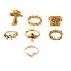 Conjunto de 7 Anillos Estilo Étnico Retro Transfronterizo Europeo y Americano Hongo Corazón Luna Hoja Plata Antigua