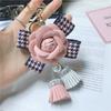 Personalidade Bow Chaveiro Moda Feminina Camélia Flor Chaveiro Diamante Borla Portador Bolsa Pingente Novo