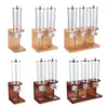 Dispensador de Cereal para Buffet Base de Madera Maciza Tarro de Almacenamiento de Cereal Cabezal Único Doble Triple Máquina de Avena Separador de Granos
