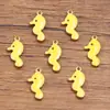 10 Colgantes de Acero Inoxidable Multicolor Dorado de Doble Cara con Goteo de Aceite para Peces, Cangrejos, Delfines, Corales, Caballitos de Mar DIY para Viajes de Commuting a la Moda