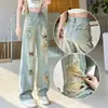 Jeans Rotos Super Trendy para Mujer, Diseño Verano 2026, Favorecedores para Figuras de Pera y Ligeramente Robustas, Cintura Alta, Caída Suelta, Pantalones de Pierna Ancha Estrecha