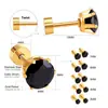 Pendientes de botón roscados populares transfronterizos de acero inoxidable 18K redondos con diamante blanco, moda simple de nicho, pendientes de alta gama, pendientes