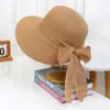 Sombrero de Paja Tejida con Lazo de Durazno para Mujer, Protección Solar al Aire Libre, Sombrero de Sol Versátil para Viaje, Adelgazante para la Cara
