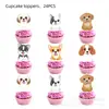 Platos de Papel, Vasos, Servilletas, Artículos para Fiesta, Cuchillos, Tenedores, Cucharas Desechables, Manteles de Plástico con Huella de Perro Rosa Transfronterizos