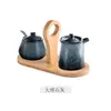 Frascos de condimentos de cocina estilo japonés, botellas de cerámica para salsa de soja con tapa, frascos de condimentos para el hogar para glutamato monosódico, azúcar, sal y salsa de chile, juego de frascos de condimentos