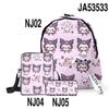 Mochila escolar de tres piezas con estampado 3D de Sanrio Kuromi Kuromi, mochila para estudiantes, estuche para lápices