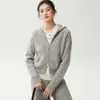 Conjunto de cárdigan con capucha y pantalones de pierna ancha de cachemir de alta gama para mujer, con diseño de doble cremallera y suéter de punto trenzado