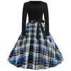 Vestido estilo Hepburn vintage con estampado de costuras, manga larga y vuelo, popular en eBay y AliExpress, 5347