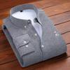 Outono e inverno veludo masculino acolchoado manga comprida camisa Oxford casual quente camisa bordada LOGO atacado masculino