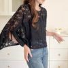 2026 Comercio Exterior Japonés y Coreano Ropa para Mujer Estilo Coreano Nueva Blusa de Encaje Floral con Mangas Divididas Blusa de Encaje para Mujer