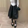 Saia de Bolinhas Estilo Coreano Feminina Outono Inverno Petite Formato Pera Saia Berkeley Cintura Alta Linha A Saia Guarda-Chuva Botão
